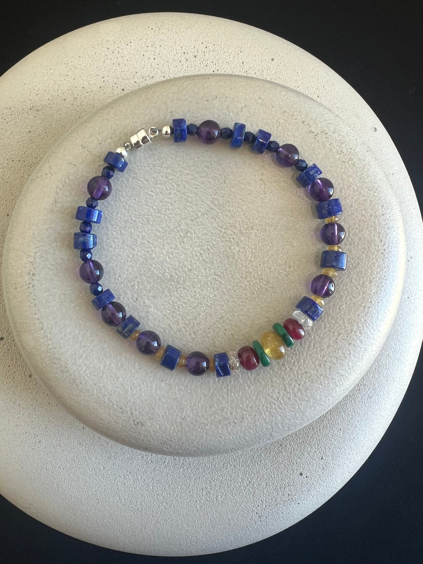 Lapis, Amethyst, Malachite, Ruby, and Tourmaline Bracelet
