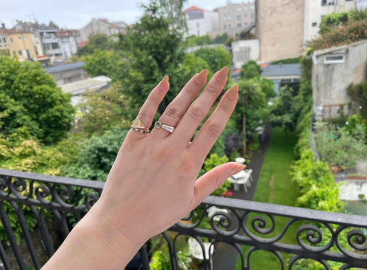 Tapered Baguette Diamond and Sapphire Ring