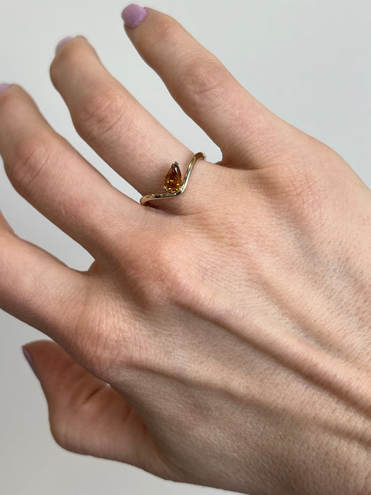 Orange Diamond Wiggle Ring