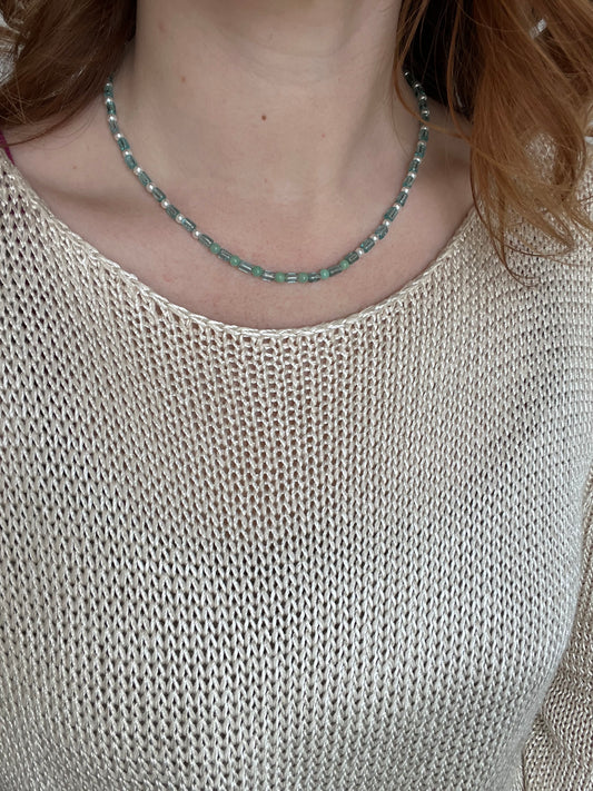 Apatite, Pearl, and Chrysoprase Necklace