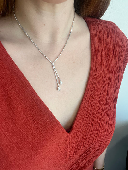 Pear Diamond Lariat Necklace