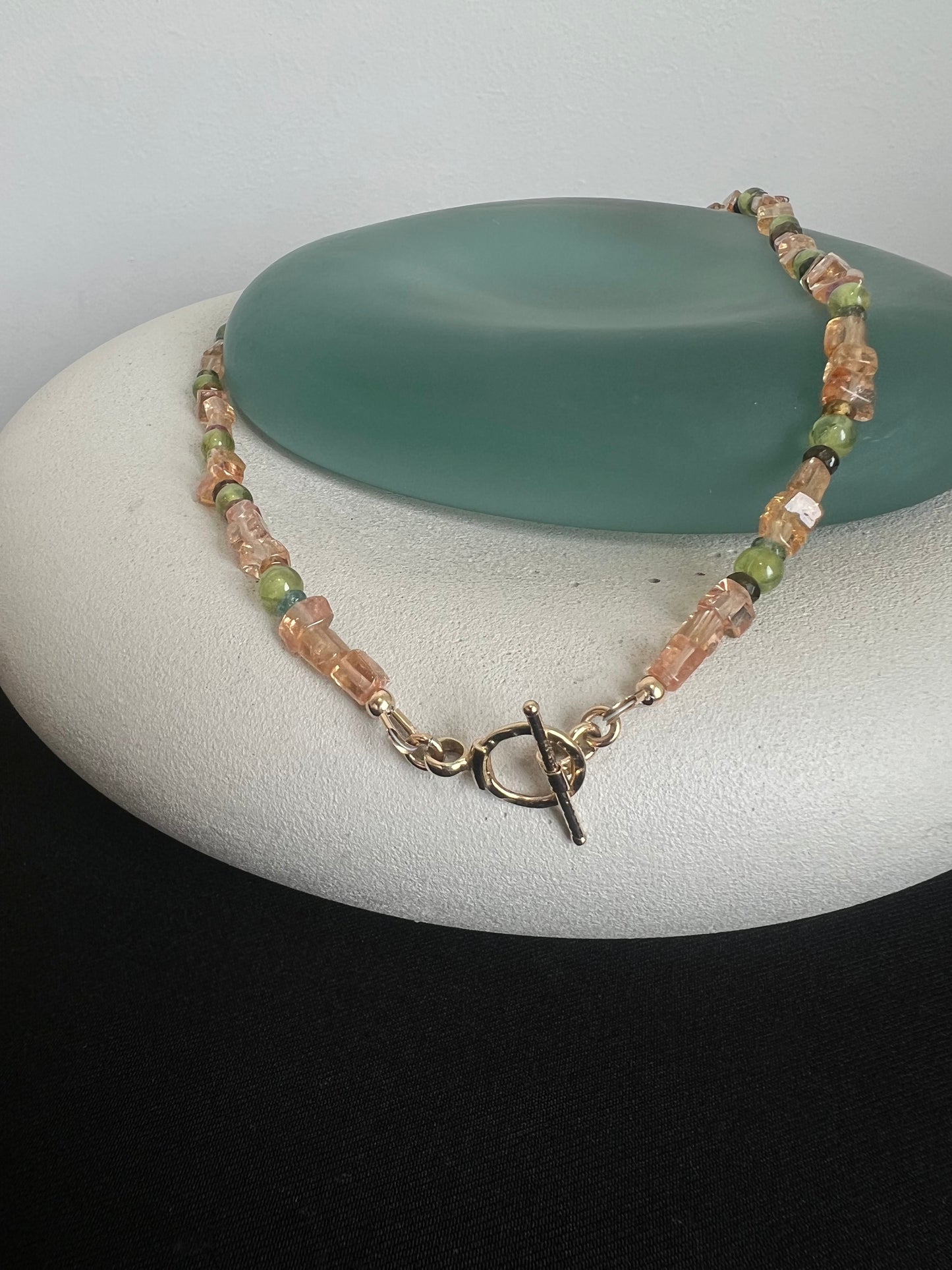 Imperial Topaz, Peridot, and Tourmaline Necklace