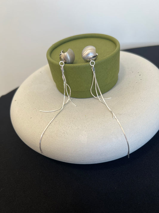 Tinsel Earrings - Domed Hoop Top