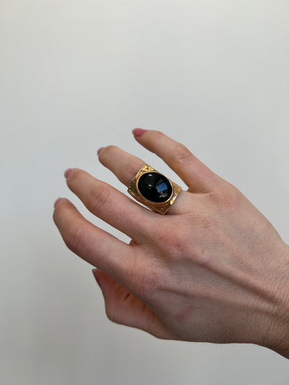 Black Onyx Shield Ring