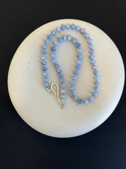 Blue Opal and Pink Sapphire Necklace