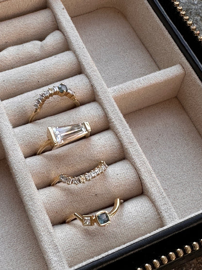 Vintage Tapered Baguette Engagement Ring and Nesting Bands