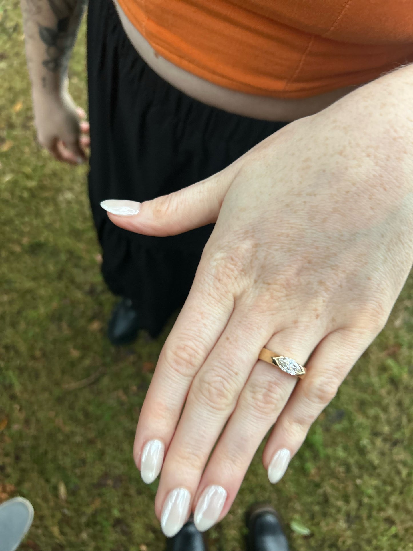 East - West Marquise Diamond Engagement Ring