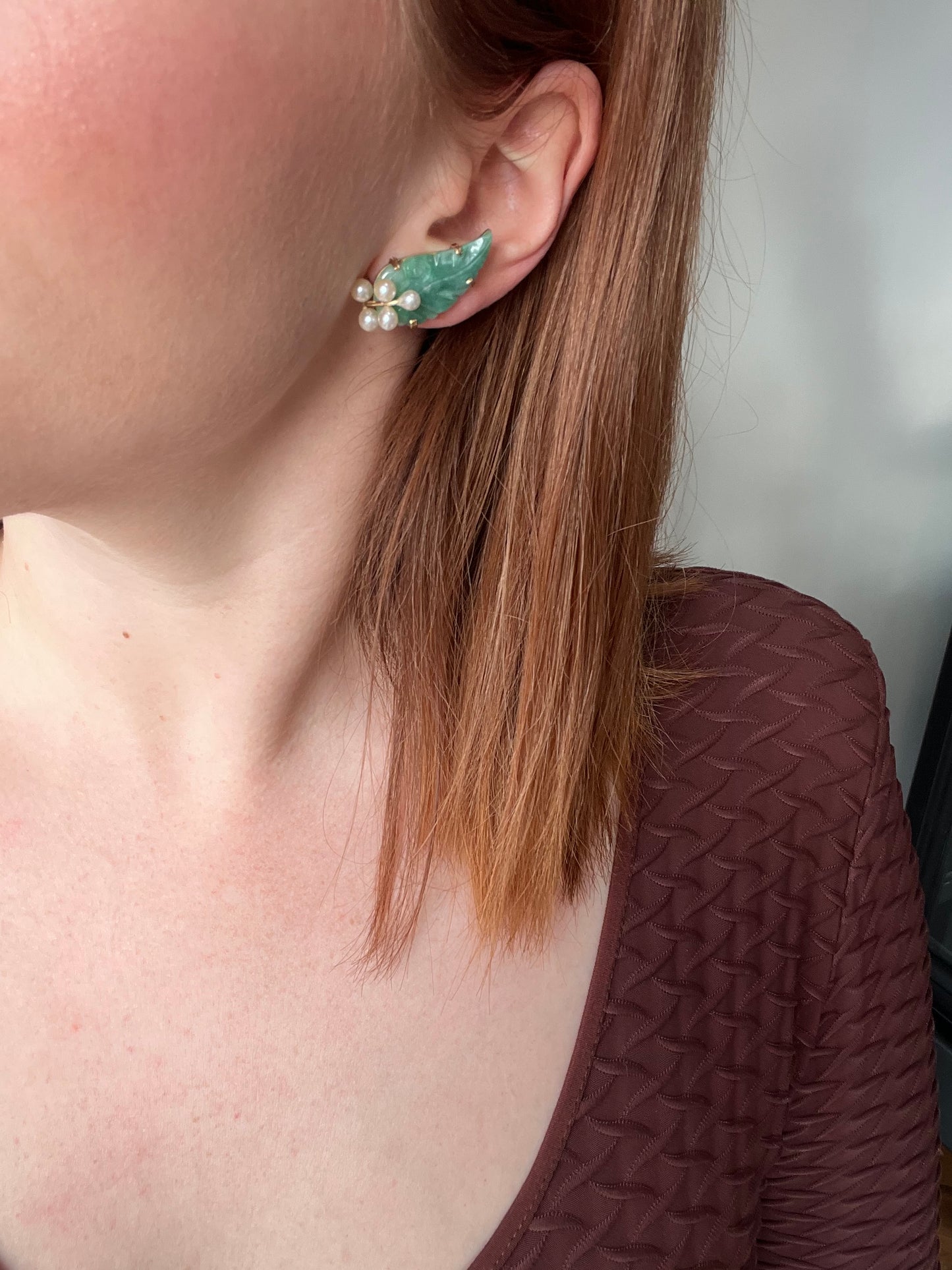 Jade Leaf Earrings