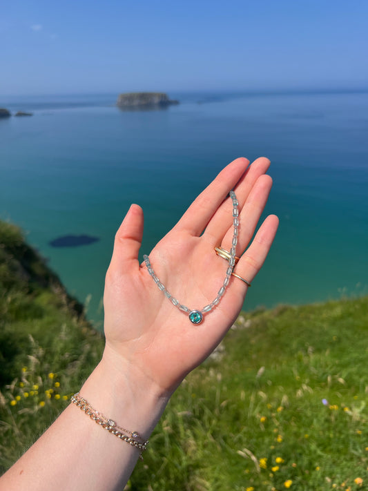 Chrysoberyl, Apatite, and Labradorite Necklace