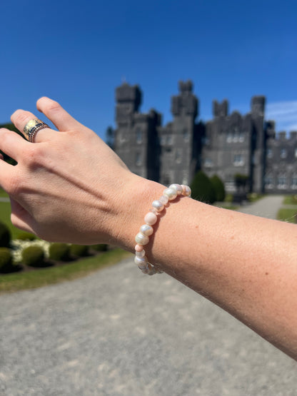 Coral, Pearl, and Moonstone Bracelet