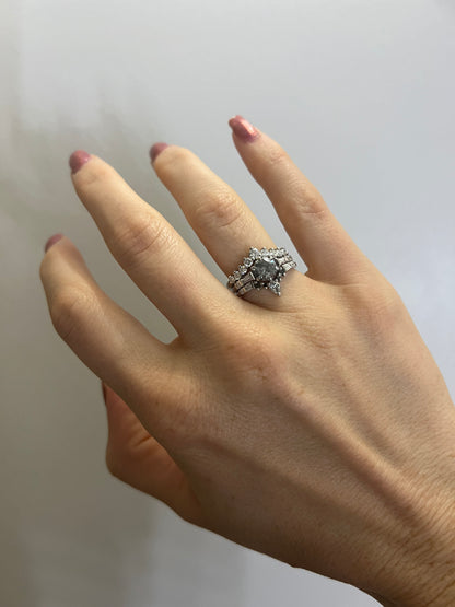 Salt and Pepper Engagement Ring and Nesting Bands
