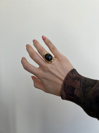 Black Onyx Shield Ring