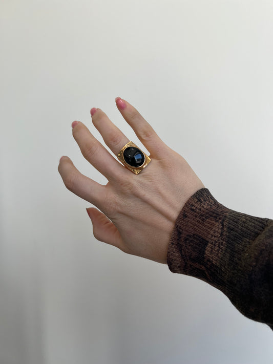 Black Onyx Shield Ring
