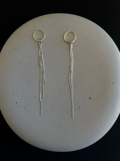 Tinsel Earrings - Thin Hoop Top