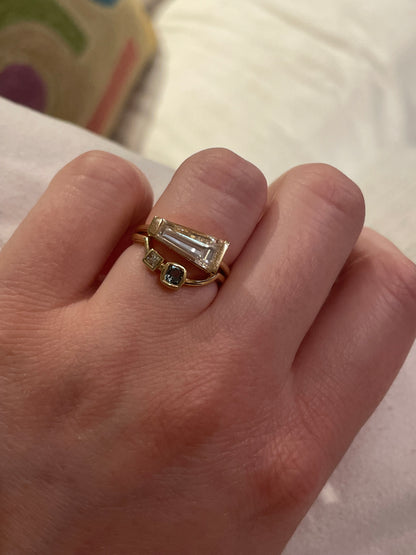 Vintage Tapered Baguette Engagement Ring and Nesting Bands