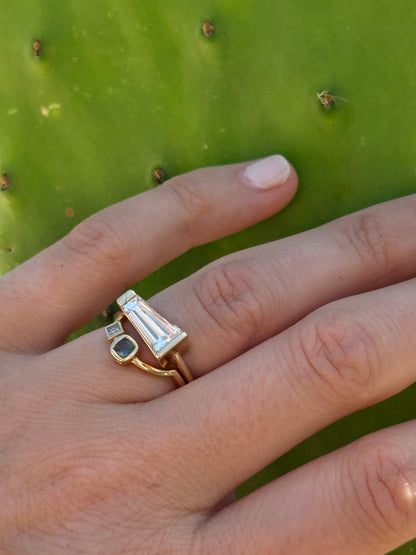Vintage Tapered Baguette Engagement Ring and Nesting Bands