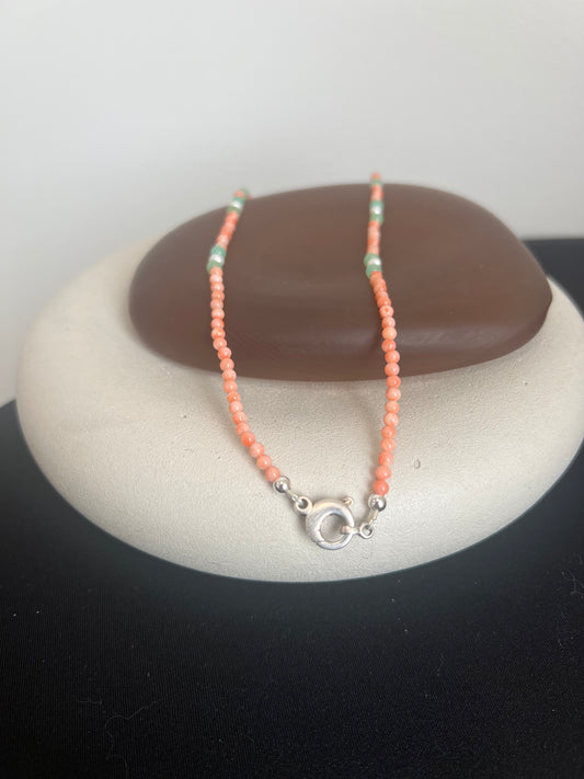 Coral, Pearl, and Chrysoprase Necklace