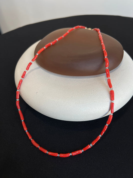 Vintage Coral and Labradorite Necklace
