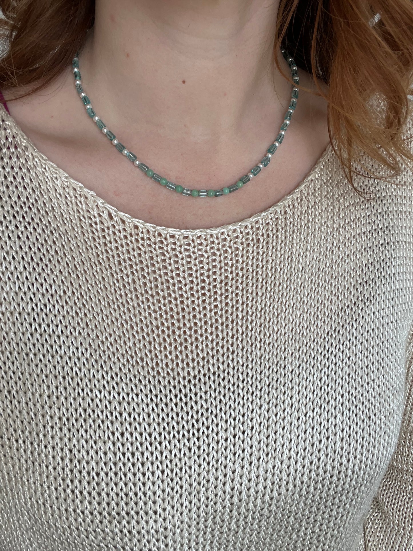Apatite, Pearl, and Chrysoprase Necklace