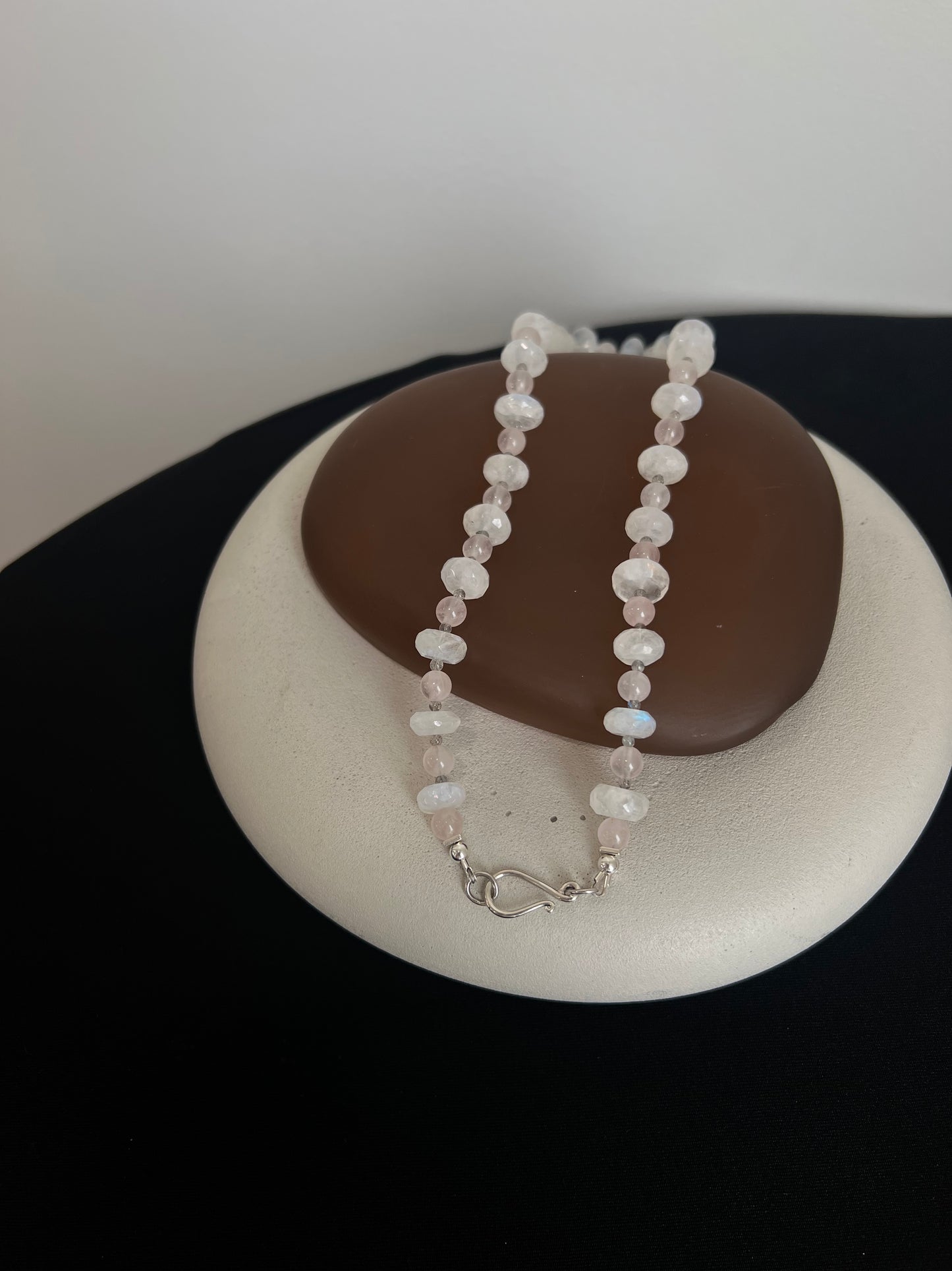 Moonstone, Labradorite, and Morganite Necklace