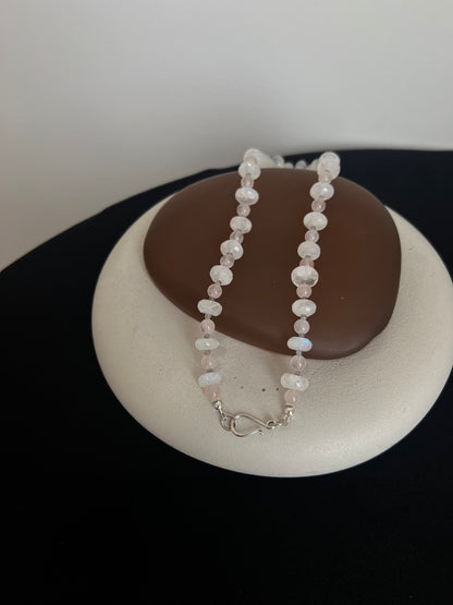Moonstone, Labradorite, and Morganite Necklace