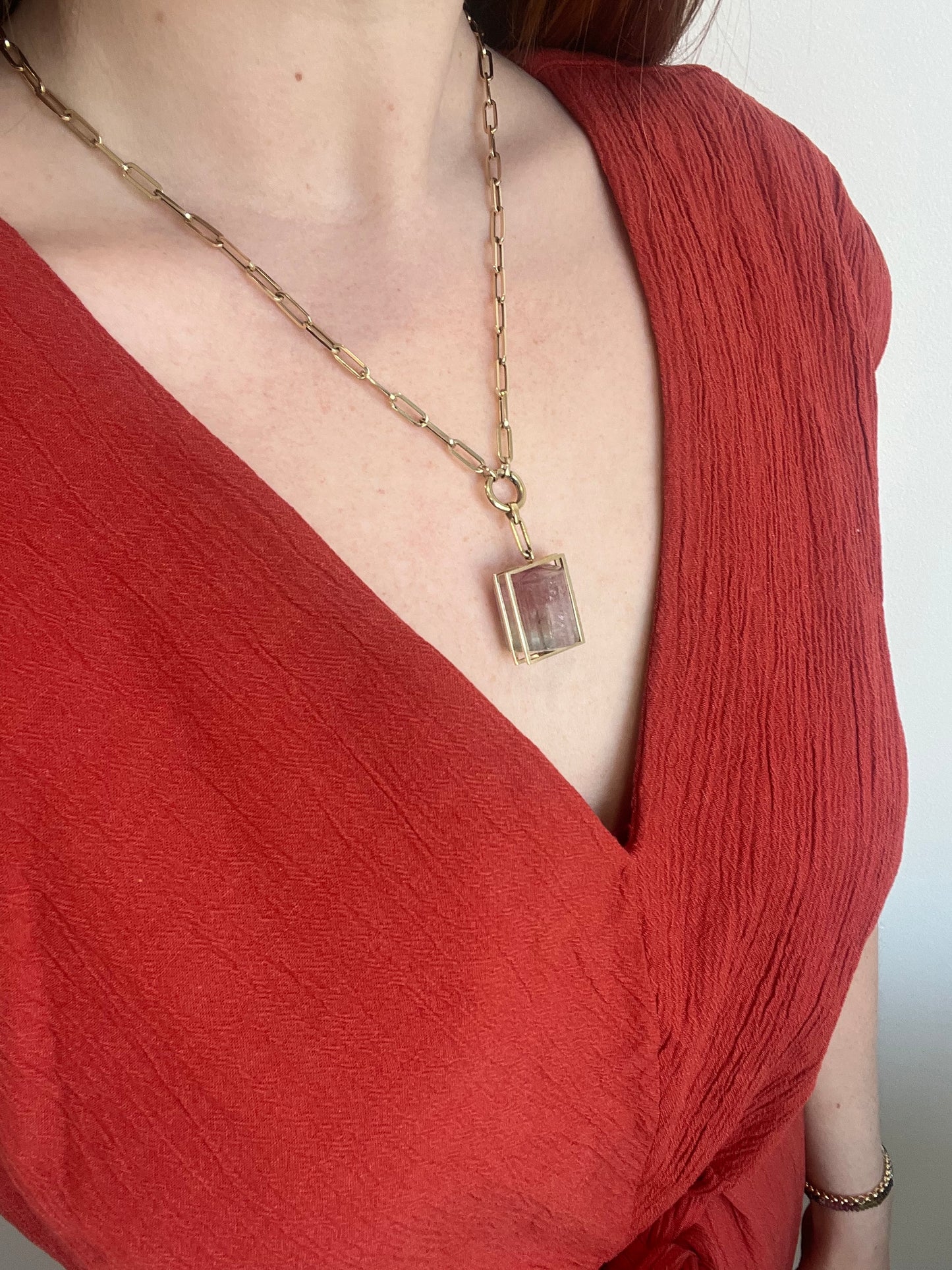 Caged Tourmaline Pendant