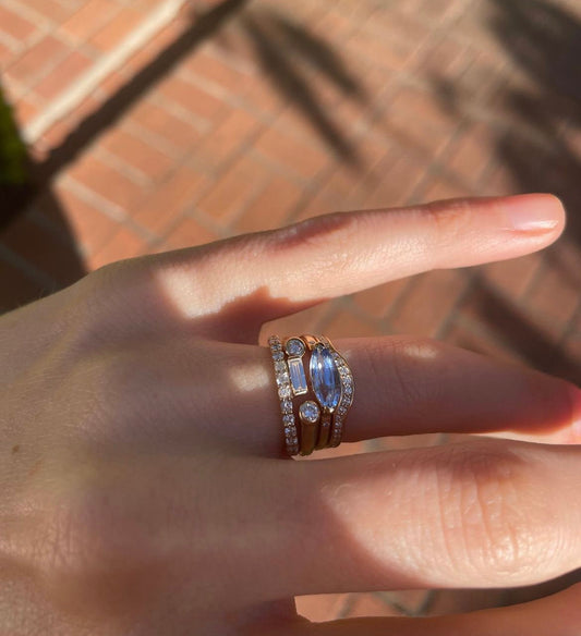 Sapphire Engagement Ring and Diamond Bands