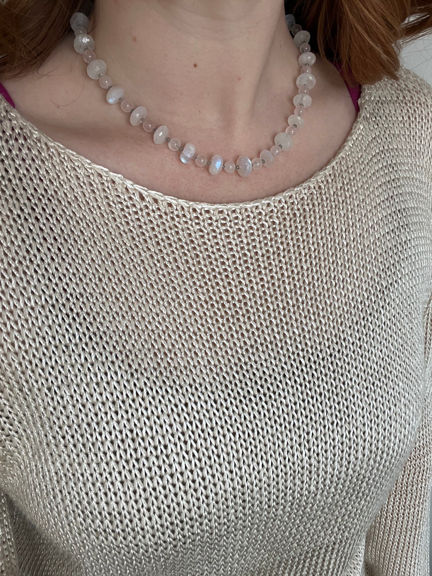 Moonstone, Labradorite, and Morganite Necklace