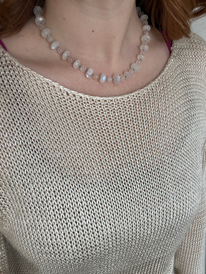 Moonstone, Labradorite, and Morganite Necklace