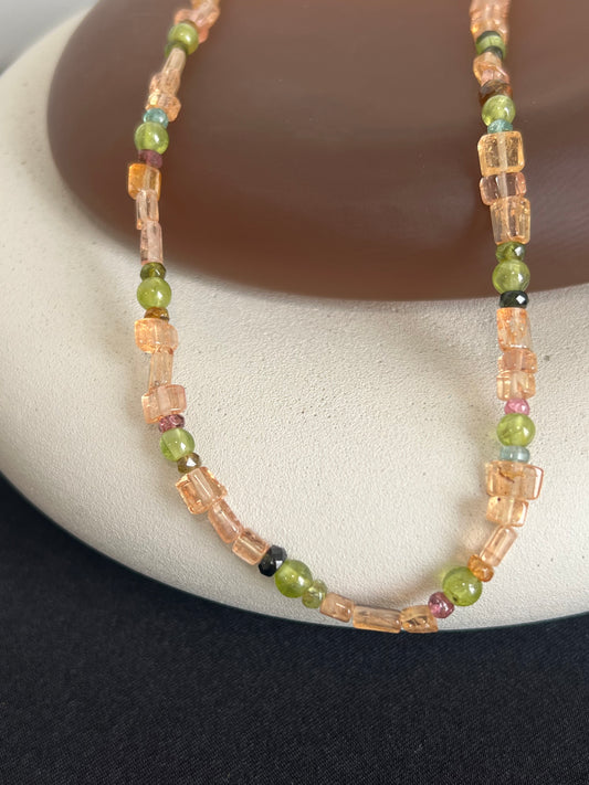 Imperial Topaz, Peridot, and Tourmaline Necklace
