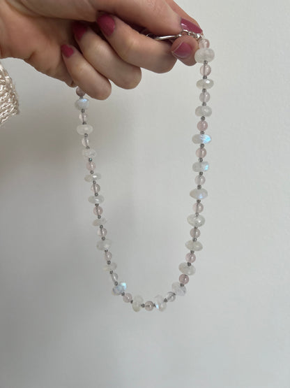 Moonstone, Labradorite, and Morganite Necklace