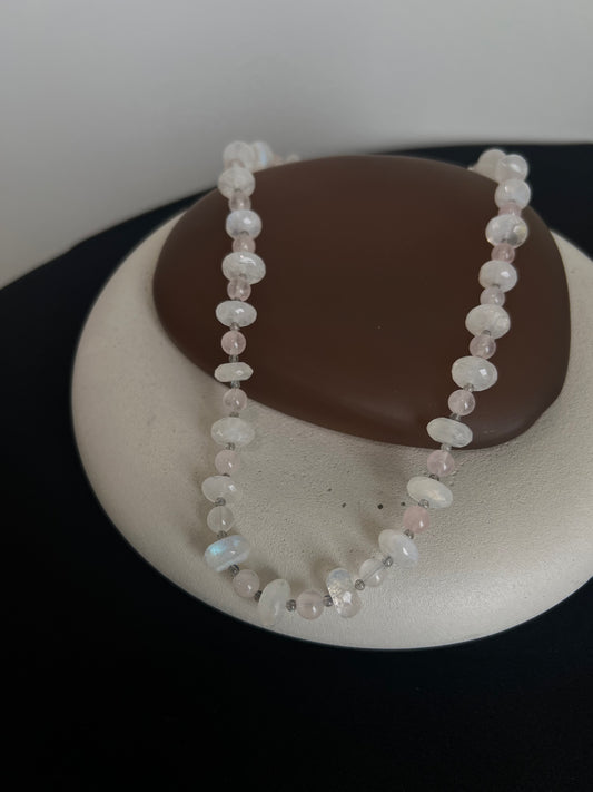 Moonstone, Labradorite, and Morganite Necklace