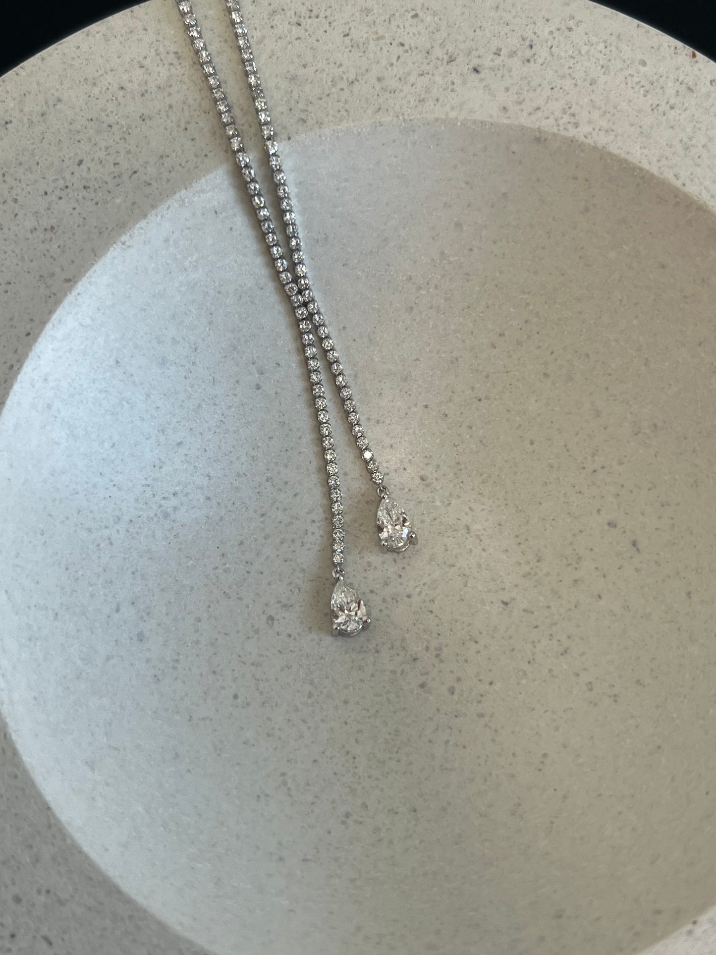 Pear Diamond Lariat Necklace