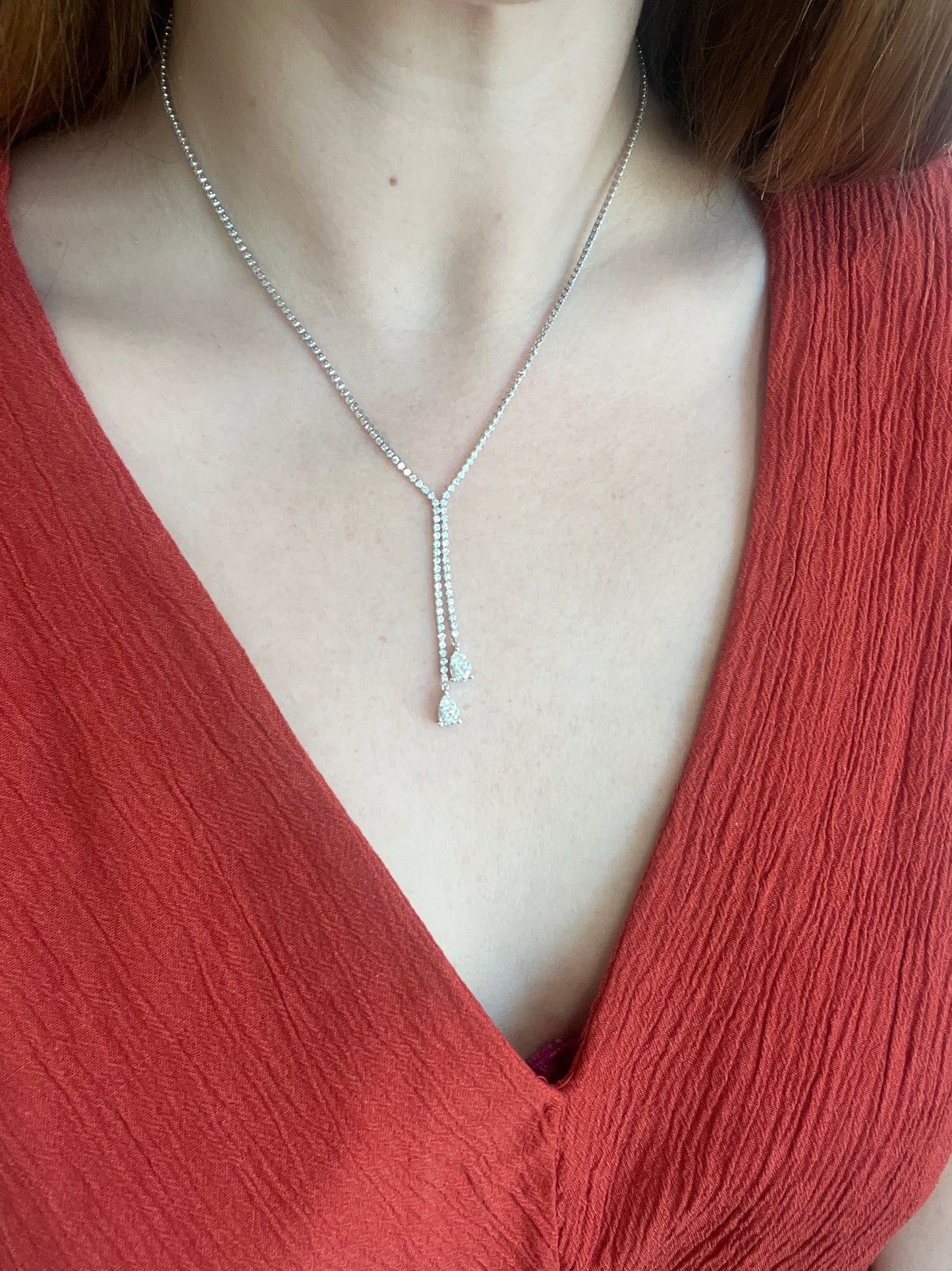 Pear Diamond Lariat Necklace