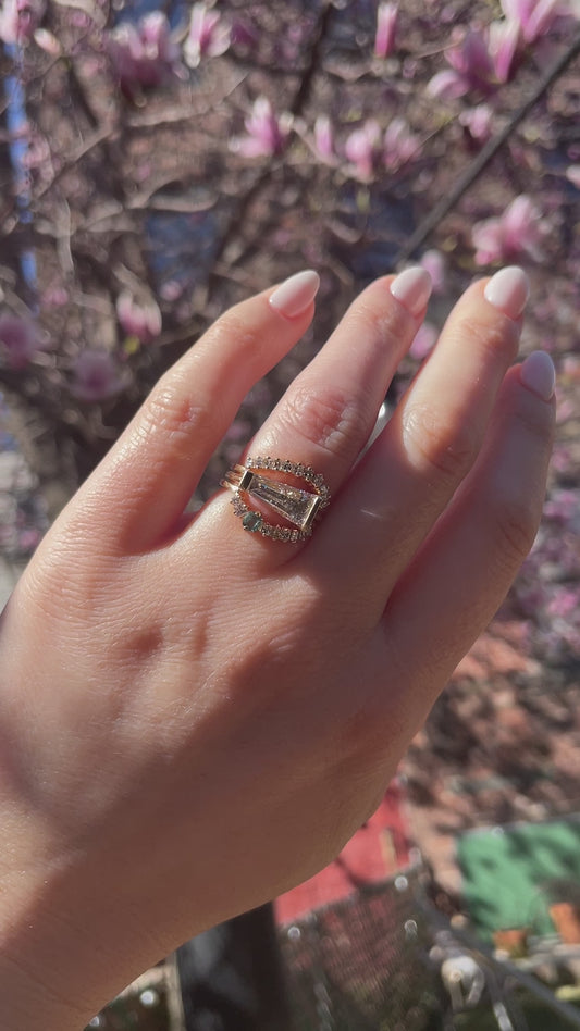 Vintage Tapered Baguette Engagement Ring and Nesting Bands