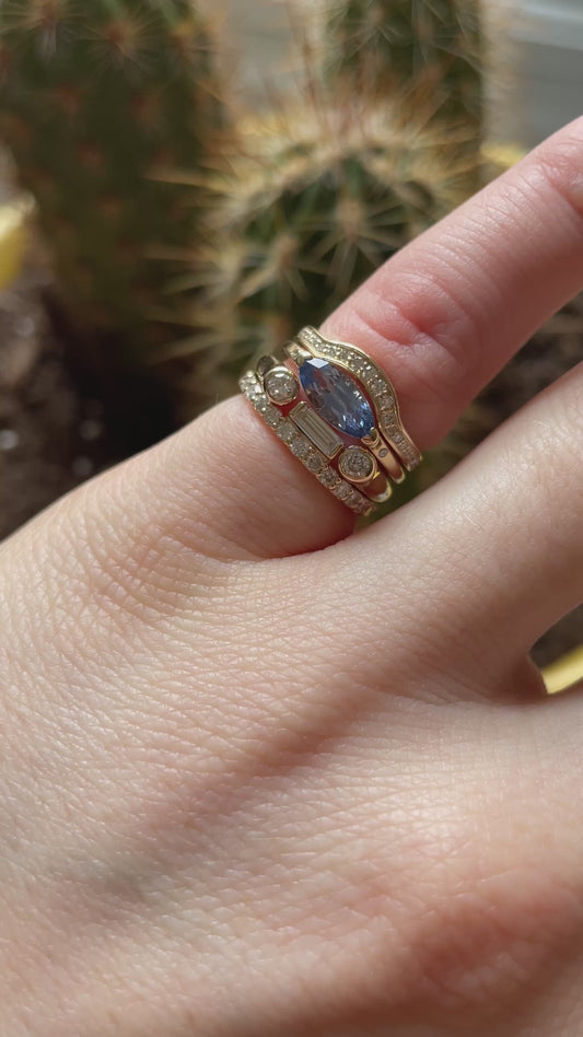 Sapphire Engagement Ring and Diamond Bands