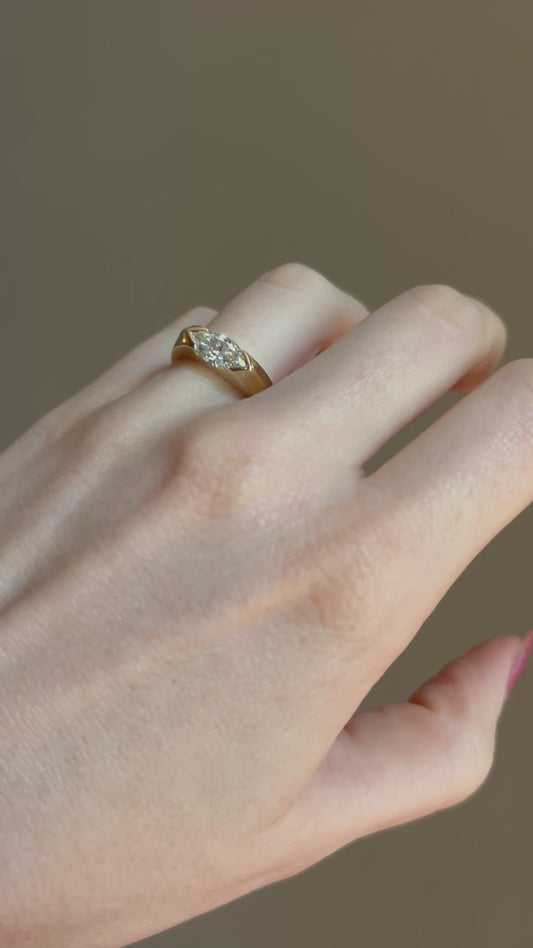 East - West Marquise Diamond Engagement Ring