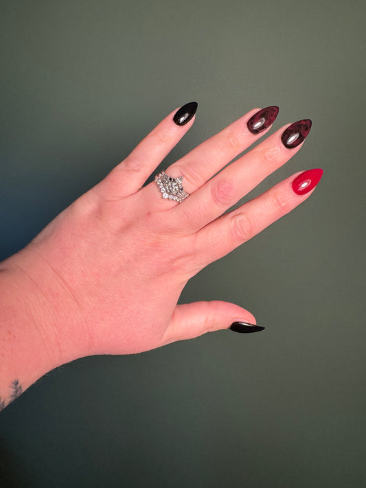 Salt and Pepper Engagement Ring and Nesting Bands