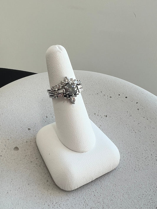 Salt and Pepper Engagement Ring and Nesting Bands