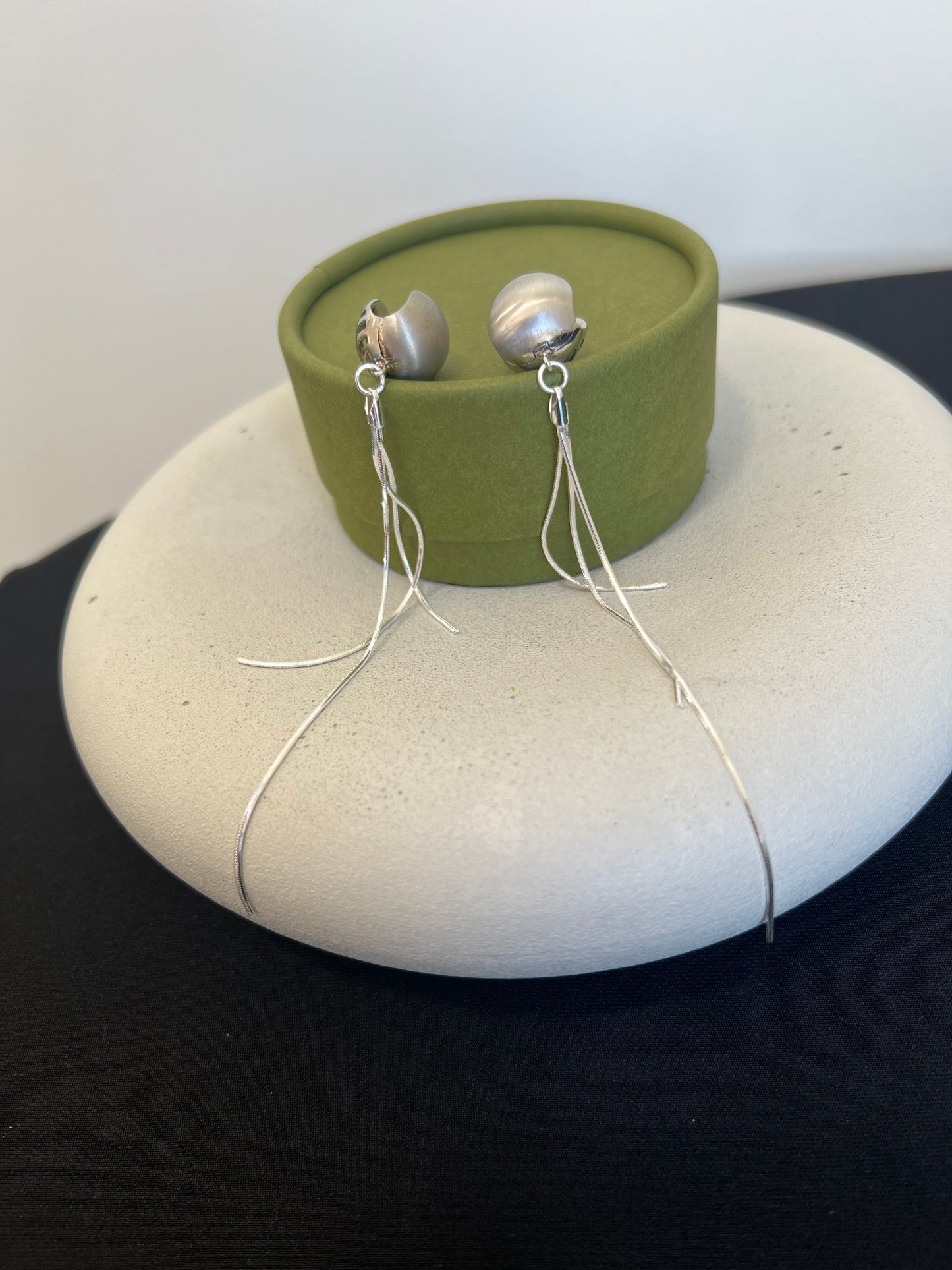Tinsel Earrings - Domed Hoop Top