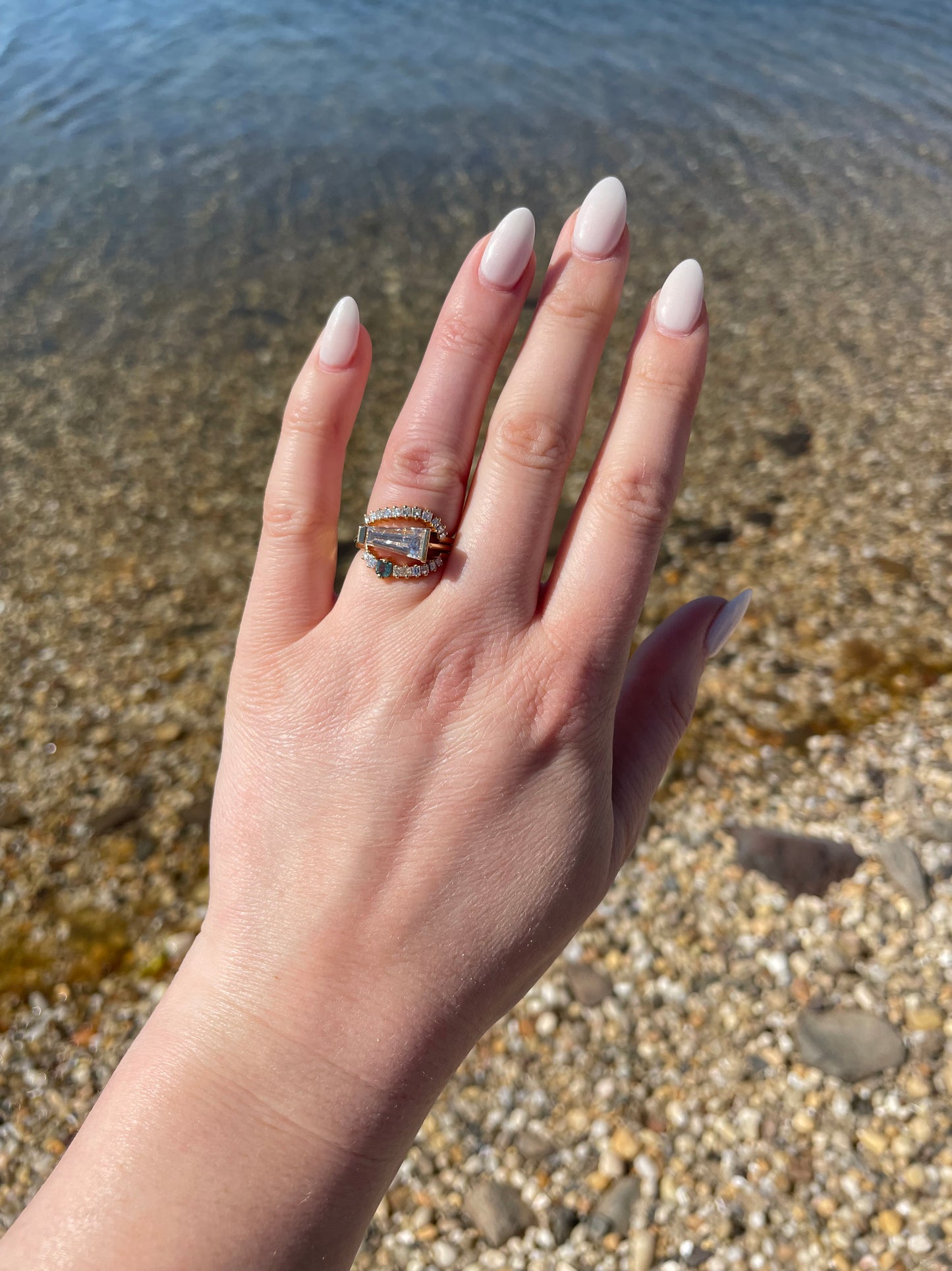 Vintage Tapered Baguette Engagement Ring and Nesting Bands
