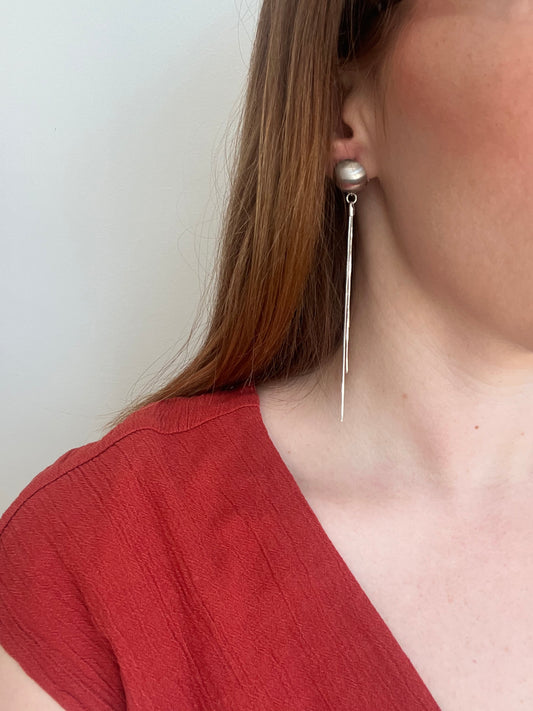 Tinsel Earrings - Domed Hoop Top