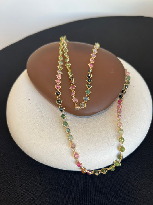 Watermelon Tourmaline Chain